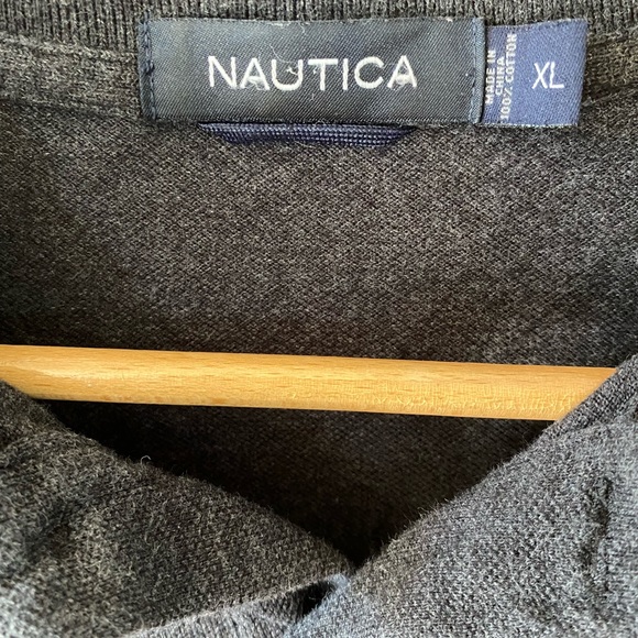 Vintage Nautica long sleeve polo shirt, dark grey, size XL - Picture 3 of 8